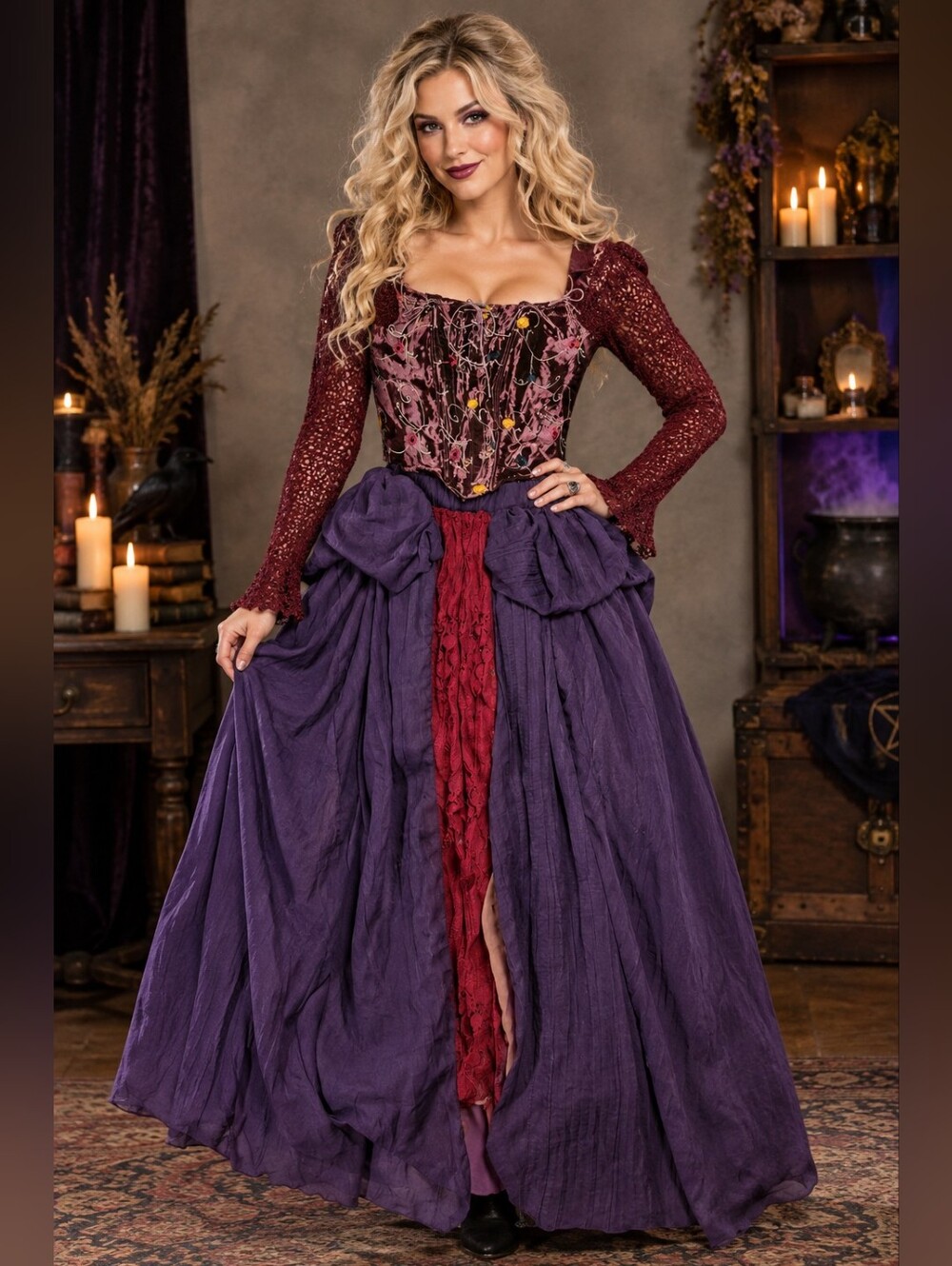 Spirit Halloween Signature Collection Hocus Pocus Sarah Sanderson 2pc Costume L